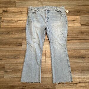 Old Navy Kicker Boot Cut Jeans SZ 24 Extra High Waisted Button Fly Cut Off Blue